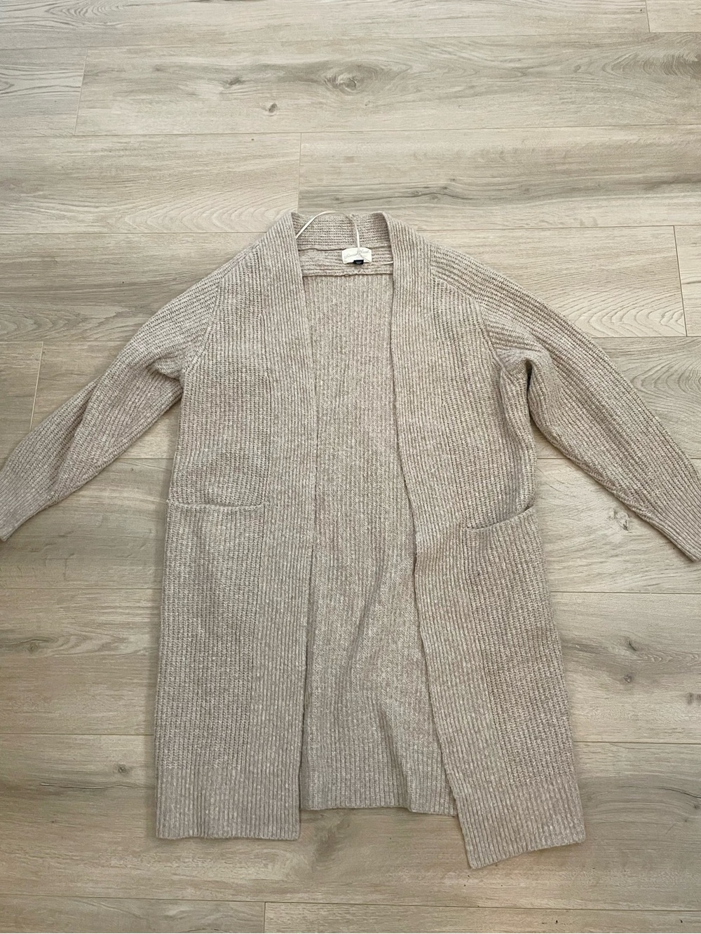 Open-Front Ribbed Long Cardigan